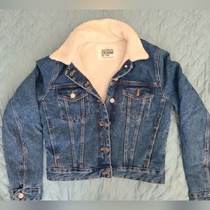 Denim jacket with sherpa lining